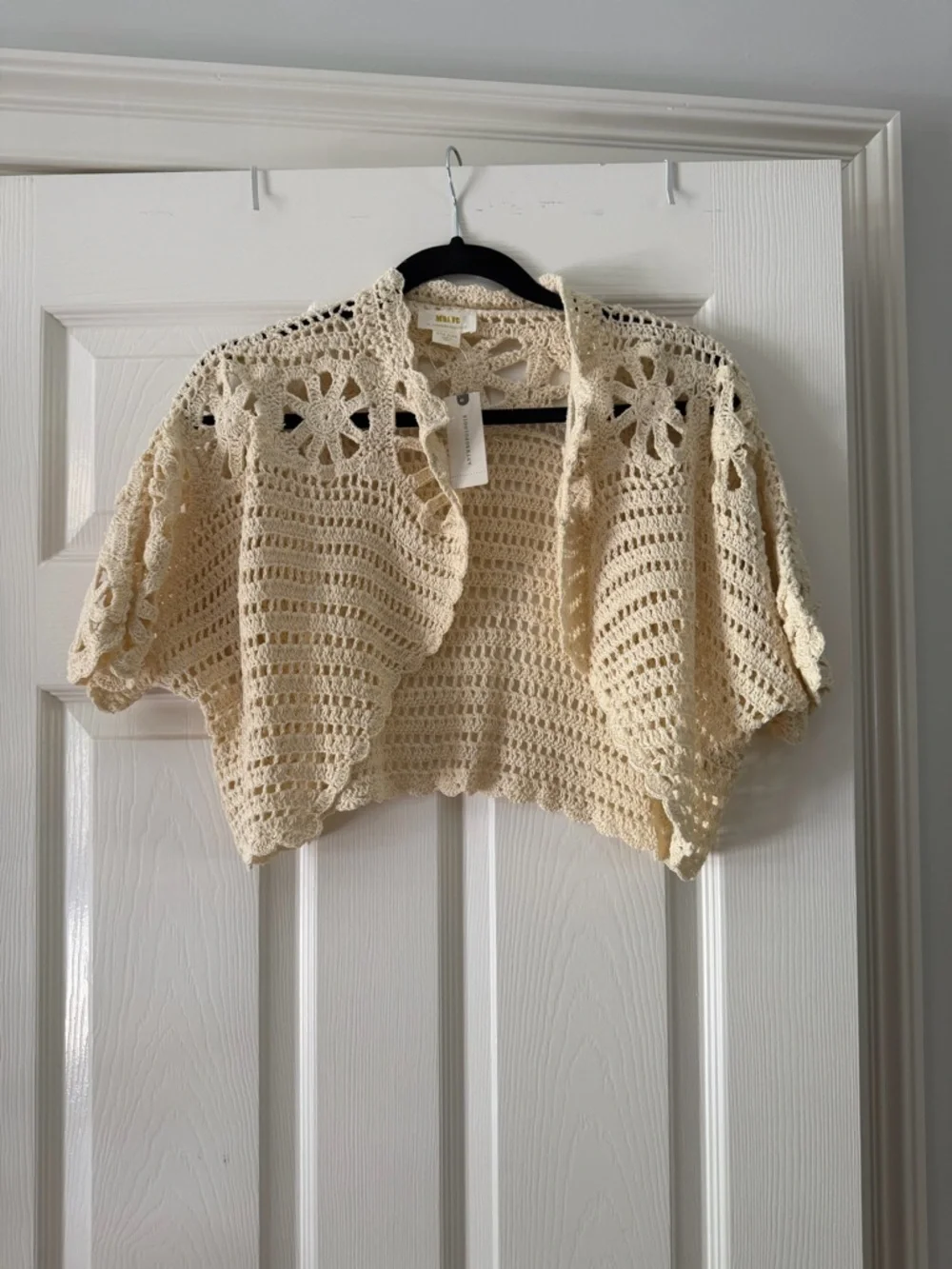 Anthropologie Maeve Ivory Crochet Short Cardigan - Picture 4 of 5